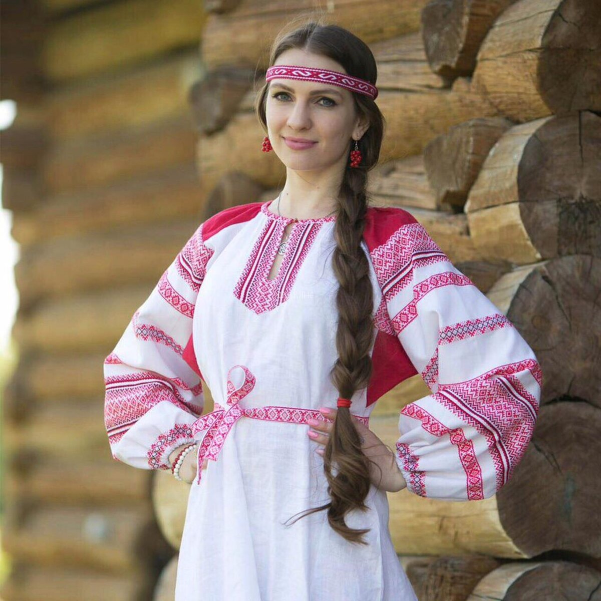 Girls in Slavic costumes in Naucalpan de Juarez